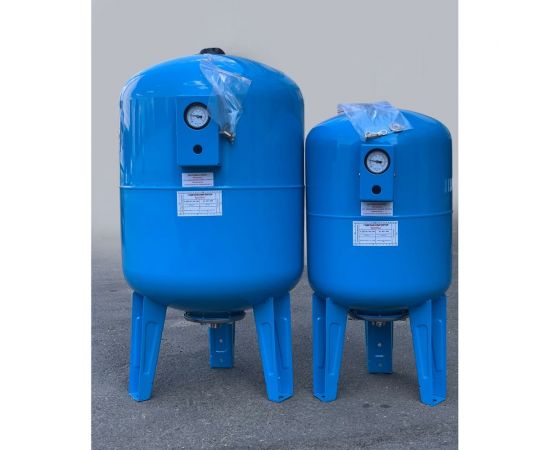 Гидроаккумулятор вертикальный с манометром голубой 100 л LadAna 110102001/1 – изображение 6