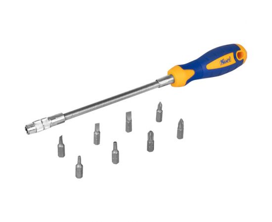 Отверточная гибкая рукоятка со вставками 9 предметов KRAFT KT 700469 