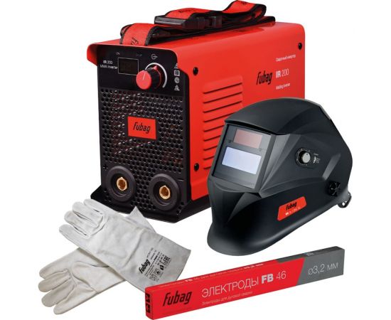 Сварочный инвертор FUBAG IR 200 (200а) + набор из 3 предметов: маска+краги сварщика+электроды 41329_vset 