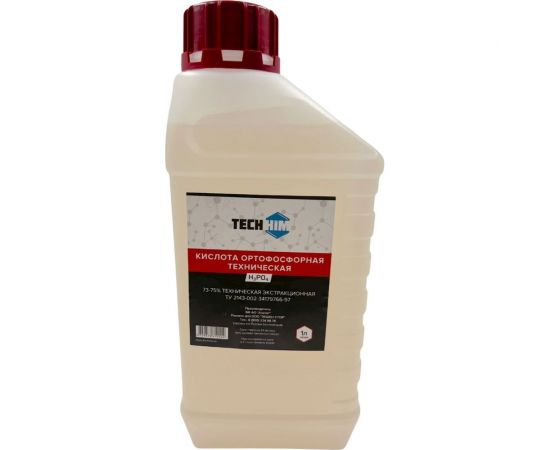 Кислота ортофосфорная техническая 1 л, 72-75%, класс А TECHHIM TH-KIOR-T-75-1000 