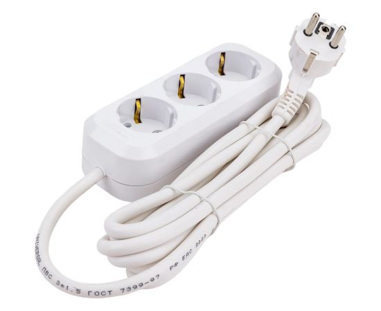 Удлинитель UNIVersal е-303а пвс 3/1,5 3гн. с заземлением, длина 3м (еврослот) 1722 – изображение 2