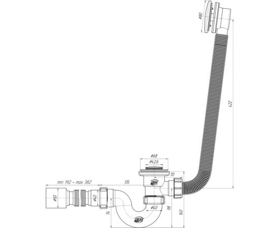 Сифон для ванны АНИ пласт 1 1/2"х40 EC155 – изображение 2