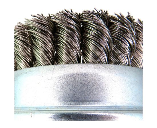 Щетка чашечная усиленная жгутовая 95 мм, М14, с кольцом для ушм, проволока нерж. сталь 0.5 мм SIT 0937 – изображение 3