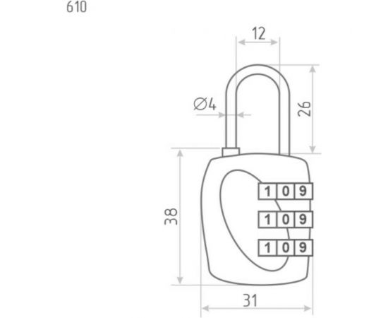 Навесной кодовый замок НОРА-М 610 красный 17069 – изображение 4
