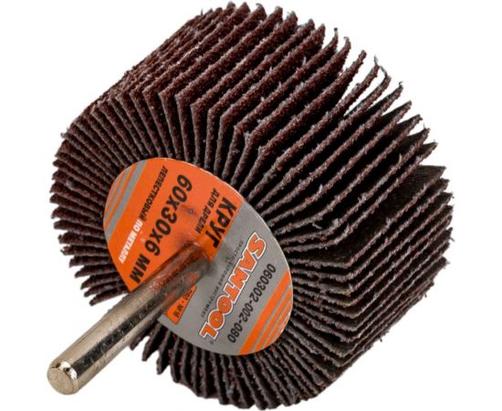 Круг лепестковый по металлу для дрели 60x30x6 мм, P80 SANTOOL 060302-002-080 – изображение 4