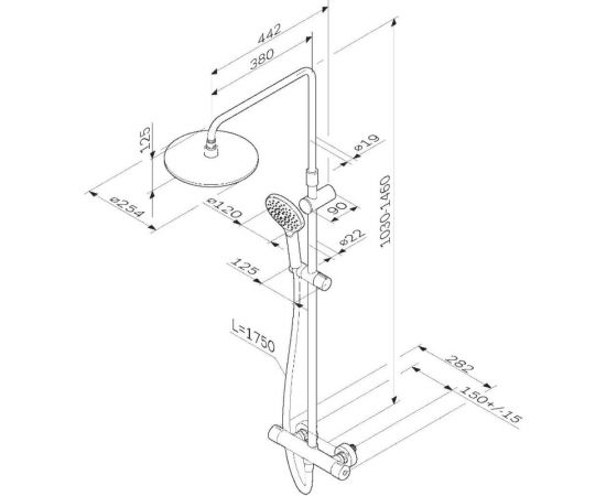 Душевая система, набор AM.PM Like: смеситель для душа, термостат, верхний душ d 250 мм F0780464 – изображение 8