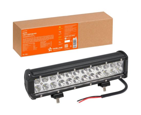 Светодиодная фара (балка) двухрядная Airline 24 LED комбинированный свет, 72W, 300x78x65, 12/24V ALED050 