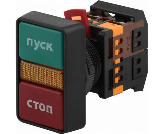 Кнопка ЭРА РPВВ30N, ""Пуск-Стоп"" d30мм неон, 240В 1з+1р 10/200/3200 Б0045627 
