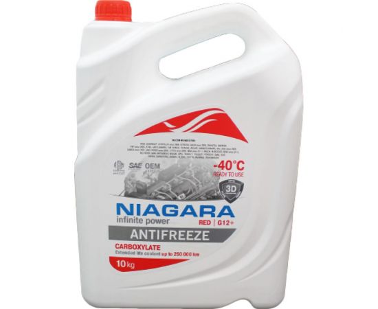 Охлаждающая жидкость NIAGARA Антифриз G12+, карбоксилатный, красный, 10 кг 1001001012 