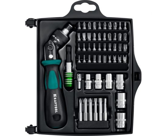 Реверсивно-рычажная отвертка с насадками KRAFTOOL X-Force-55 55 шт 25554-H55_z01 