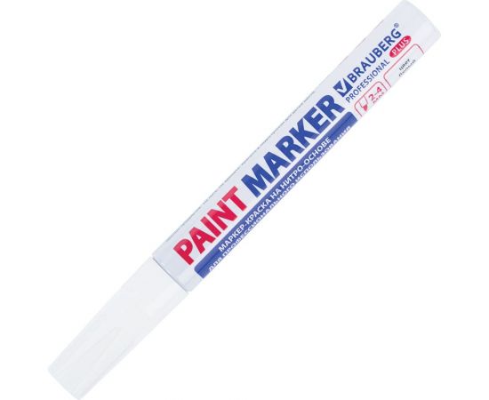 Лаковый маркер-краска BRAUBERG paint marker 4 мм, белый, нитро-основа, professional plus 151444 – изображение 4