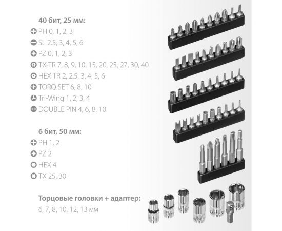 Реверсивно-рычажная отвертка с насадками KRAFTOOL X-Force-55 55 шт 25554-H55_z01 – изображение 5