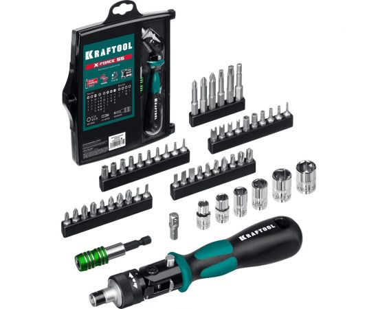 Реверсивно-рычажная отвертка с насадками KRAFTOOL X-Force-55 55 шт 25554-H55_z01 – изображение 7