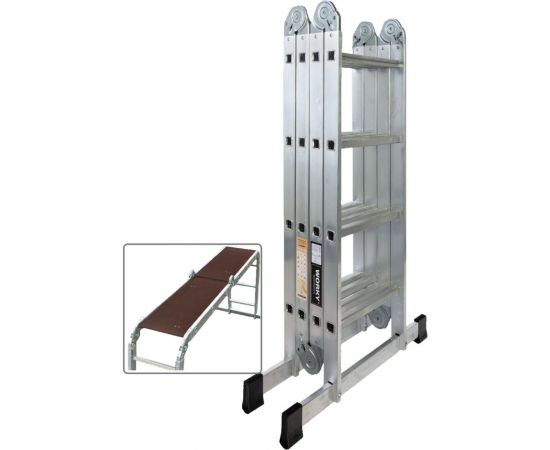 Лестница-стремянка 4x4 трансформер WORKY profi с помостом ARD257726 