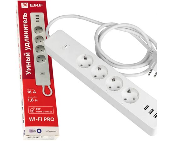Умный удлинитель c USB EKF Wi-Fi PRO HomeConnect RCE-2-WF 