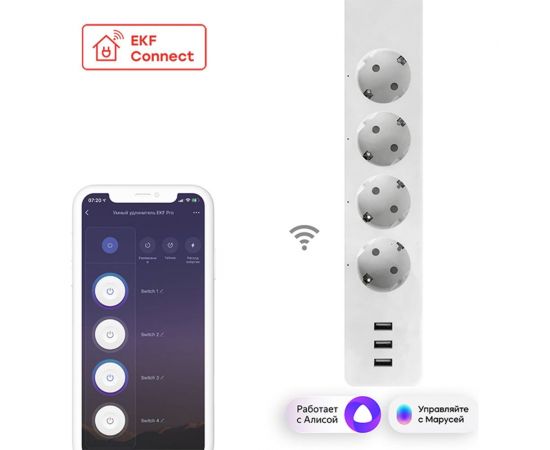 Умный удлинитель c USB EKF Wi-Fi PRO HomeConnect RCE-2-WF – изображение 2