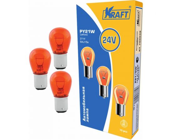 Лампа накаливания KRAFT PY21W 24v21w BAU15s yellow упаковка 10 шт. KT 700045 – изображение 2