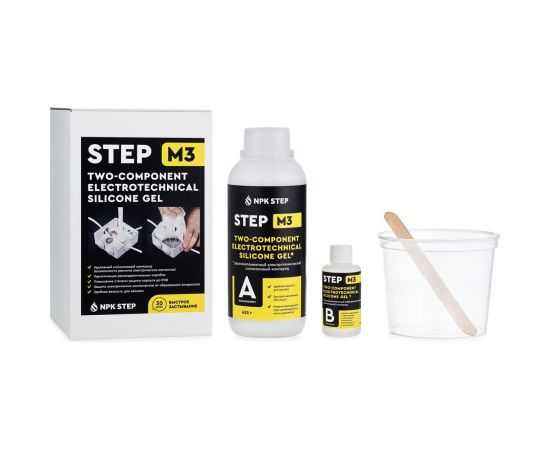 Удаляемый силиконовый двухкомпонентный компаунд для герметизации распределительных коробок НПК СТЭП STEP-M3 0,5 кг 00-00001177 – изображение 2