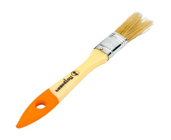 Плоская кисть Петрович 20 мм, натуральная щетина, пластиковая ручка 4100015201 – изображение 3