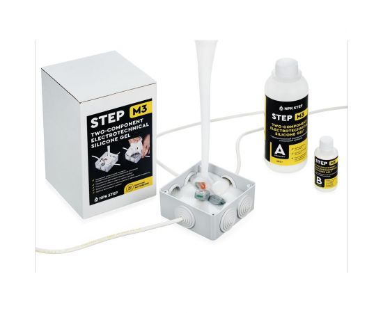 Удаляемый силиконовый двухкомпонентный компаунд для герметизации распределительных коробок НПК СТЭП STEP-M3 0,5 кг 00-00001177 – изображение 5