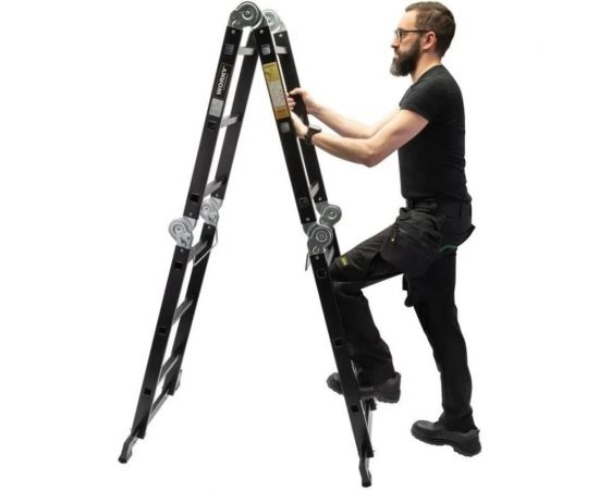 Лестница-стремянка 4x5 трансформер WORKY profi black с помостом, высота 5.9 м ARD257750 – изображение 6
