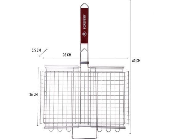 Объемная большая решетка-гриль Forester 26x38 см, нержавеющая сталь BQ-N03P – изображение 6