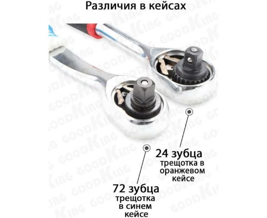 Набор инструментов для автомобиля GOODKING 61 предмет, 1/4 1/2, трещотка 72 зуба B-10061 – изображение 7