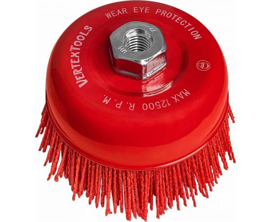 Щетка нейлоновая чашка для УШМ, 75 мм, М14 vertextools 12400-75 