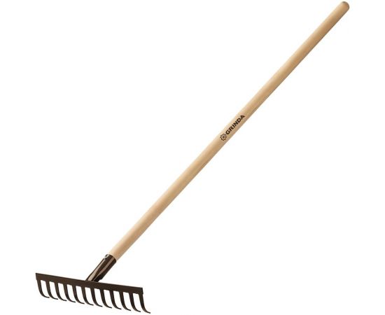 Садовые грабли с деревянным черенком GRINDA 12 прямых зубьев, 310х80х1300 мм 39583-12 