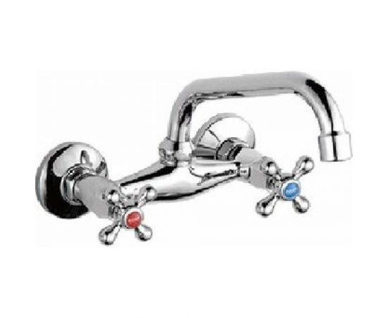 Смеситель для мойки Potato двуручный, настенный, с поворотным изливом P4765 