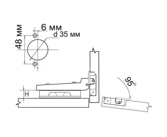 Кухонная мебельная петля с доводчиком STARFIX 95 полунакладная SMF-95521 – изображение 2