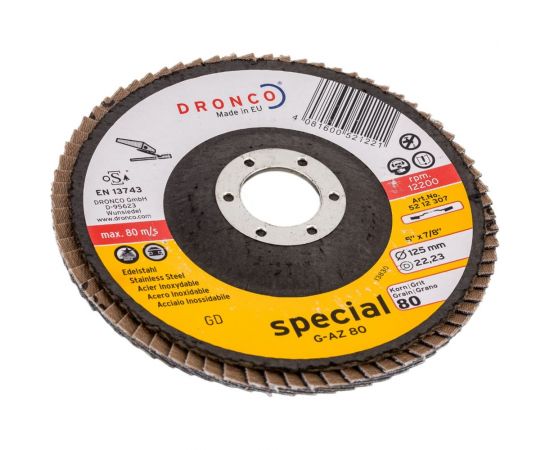 Диск абразивный лепестковый торцевой G-AZ K80 (125х22.23 мм) DRONCO 5212307 – изображение 3