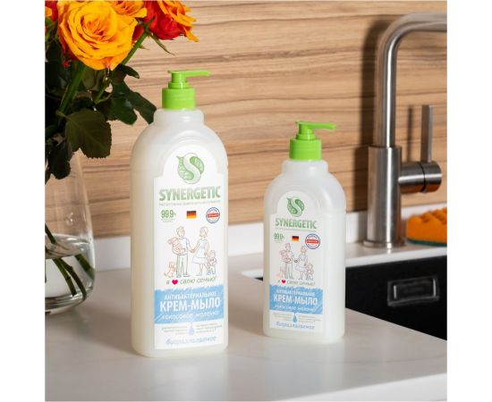 Жидкое антибактериальное крем-мыло SYNERGETIC Кокосовое молочко 0.5 л 105062 – изображение 5