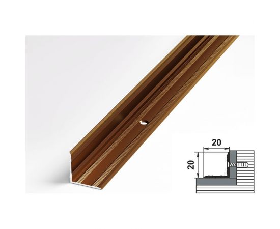 Порог угловой внутренний алюминиевый ЛУКА (20х20 мм, 1,35 м, порошковое покрытие, Бронза) 00000002912 