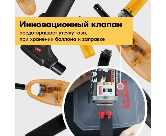 Газ KUDO универсальный для заправки зажигалок с адаптером новинка KU-H404 – изображение 3