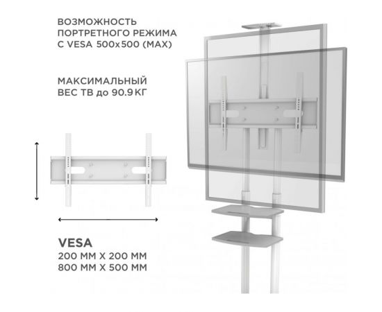 Кронштейн стойка для телевизора 50-86 ONKRON TS1881 White TS1881W – изображение 7