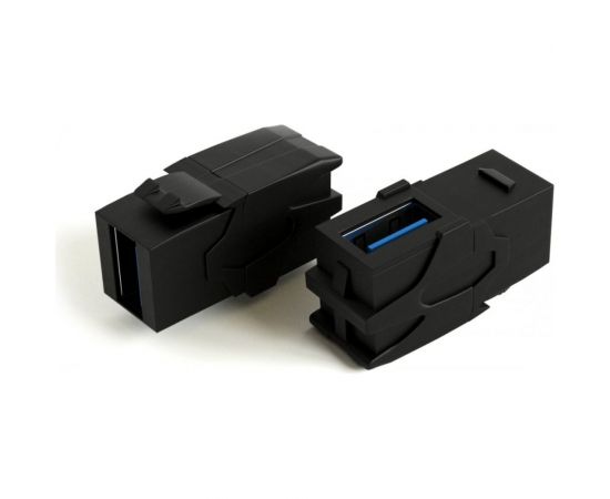 Вставка Hyperline KJ1-USB-VA3-BK формата Keystone Jack с проходным адаптером USB 3.0 (Type A), 90 градусов, ROHS, черная 251219 