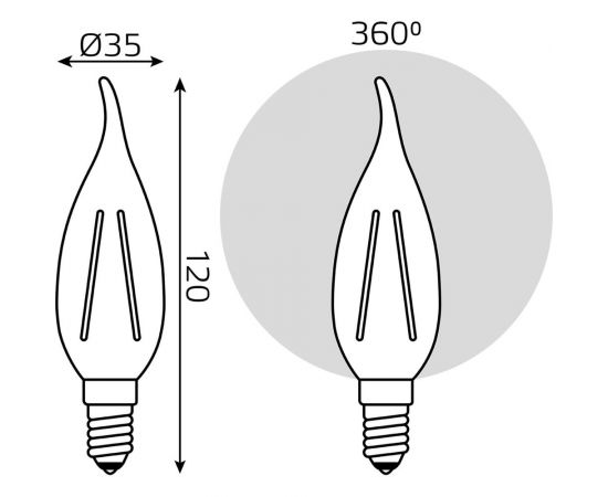 Лампа Gauss Filament Свеча на ветру 13W 1100lm 2700К Е14 LED 1/10/50 104801113 – изображение 2