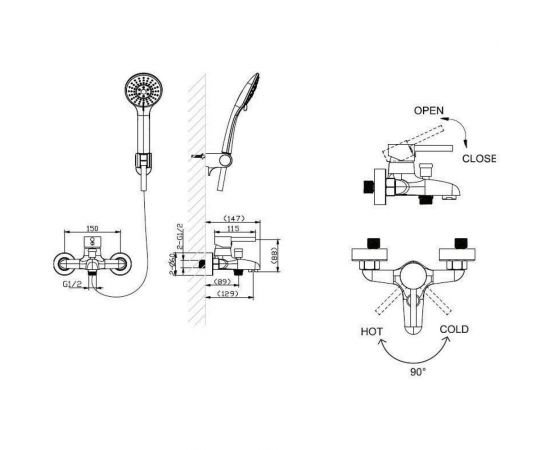 Смеситель для ванны Bravat короткий излив Slim F6332366CP-01-RUS 00-00249739 – изображение 2