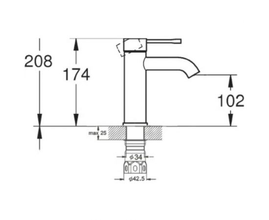 Смеситель для умывальника G-lauf с монолинтым изливом, нерж сталь ZAP1-B090 – изображение 2