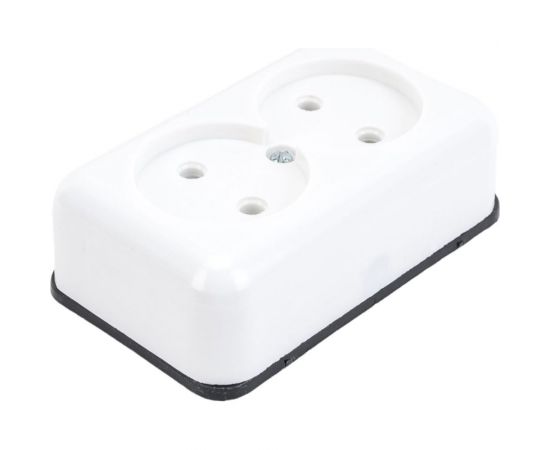 Розетка ООО Ливны-Электро РА 10-009 2-х местная с донышком, белая РА 1941 – изображение 2