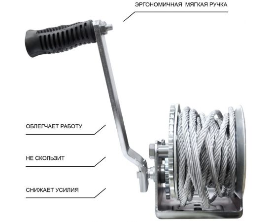 Ручная лебедка OCALIFT двухскоростная 1100кг 20м kc110020 – изображение 3
