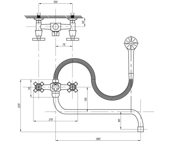 Смеситель для ванны с душем TSARSBERG тип См-ВУДРНШлА TSB-11-88 – изображение 3
