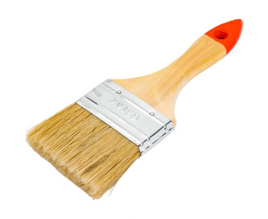 Плоская кисть Петрович 63 мм, натуральная щетина, деревянная лакированная ручка 4100000188 – изображение 3