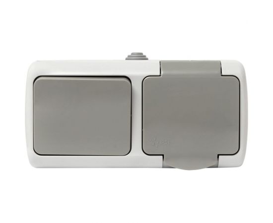 Блок: розетка 1-м 16А с заземлением, с крышкой + 1-кл выключатель EKF Мурманск, IP54, серый SQ EFRV16-050-30-540 – изображение 4