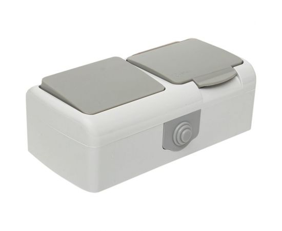 Блок: розетка 1-м 16А с заземлением, с крышкой + 1-кл выключатель EKF Мурманск, IP54, серый SQ EFRV16-050-30-540 – изображение 5