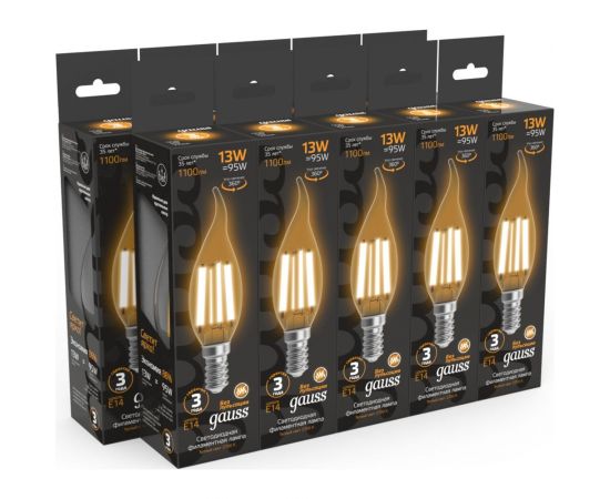 Лампа Gauss Filament Свеча на ветру 13W 1100lm 2700К Е14 LED 1/10/50 104801113 – изображение 6
