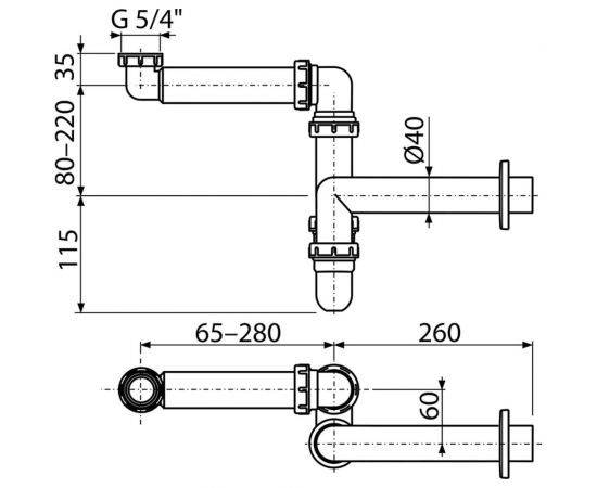 Cифон для раковины Alcadrain экономящий пространство, с накидной гайкой 5/4"" ag210521154 00079304 – изображение 2