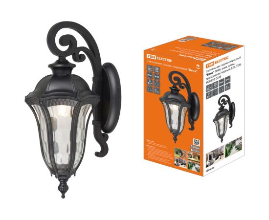 Садово-парковый светильник TDM ""Вена"" 60 Вт, вниз, алюминий, прозрачное/черный, Е27, SQ0330-0203 