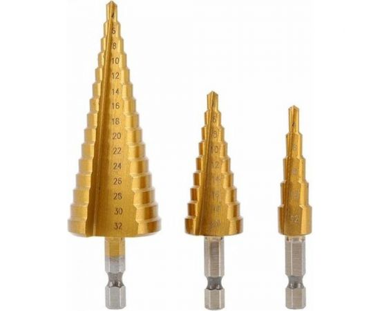 Набор ступенчатых сверл 3 шт, 4-32 мм HOEGERT TECHNIK HT6D325 